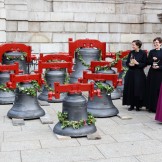The Bishop of London blesses the bells at St Paul's Cathedral